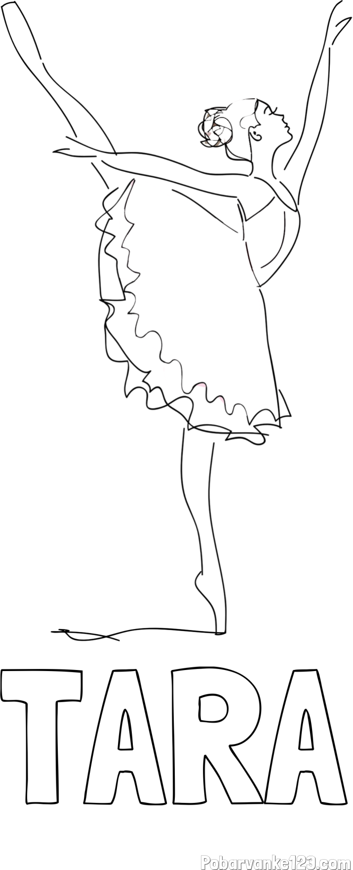 Pobarvanka imena TARA in pobarvanka ljubke baletke