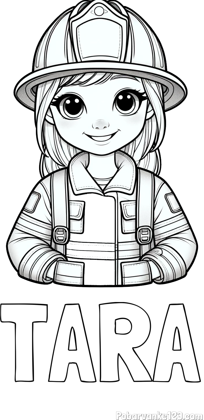 Pobarvanka imena TARA in pobarvanka ljubke gasilke