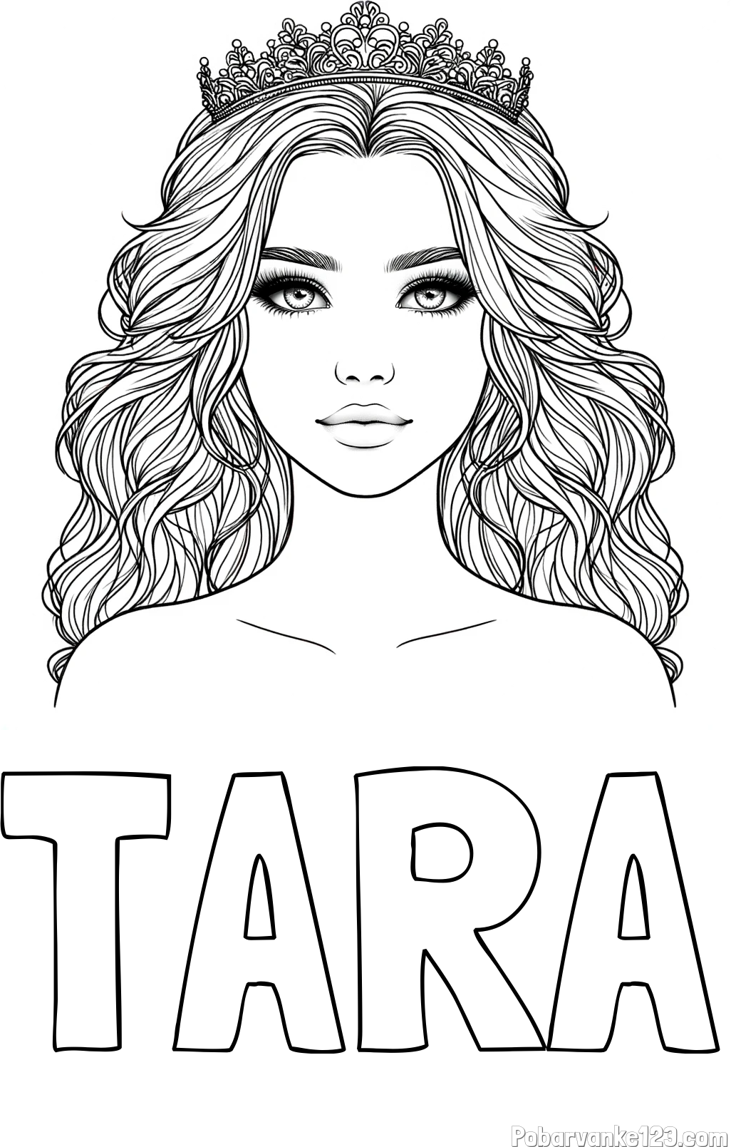 Pobarvanka imena TARA in pobarvanka prikupne princeske