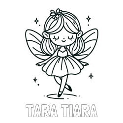 Online izdelana pobarvanka - Pobarvanka imena TARA TIARA in enostavna pobarvanka čarobne vile