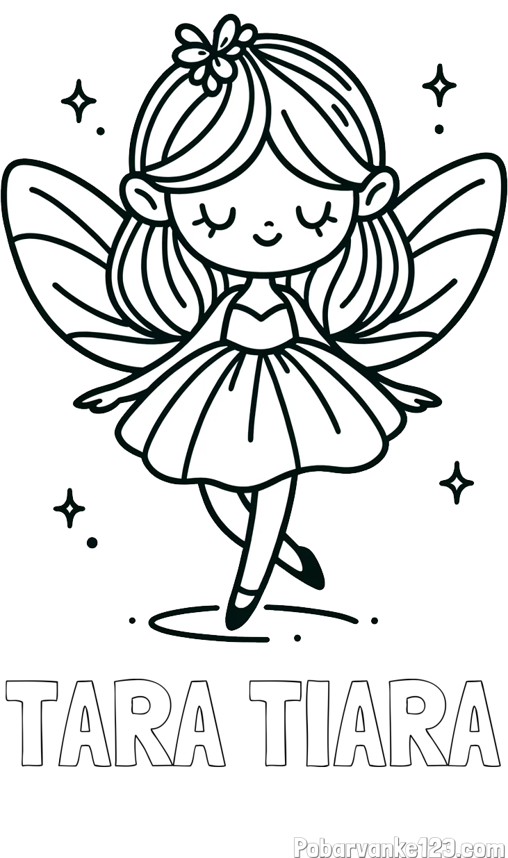 Pobarvanka imena TARA TIARA in enostavna pobarvanka čarobne vile