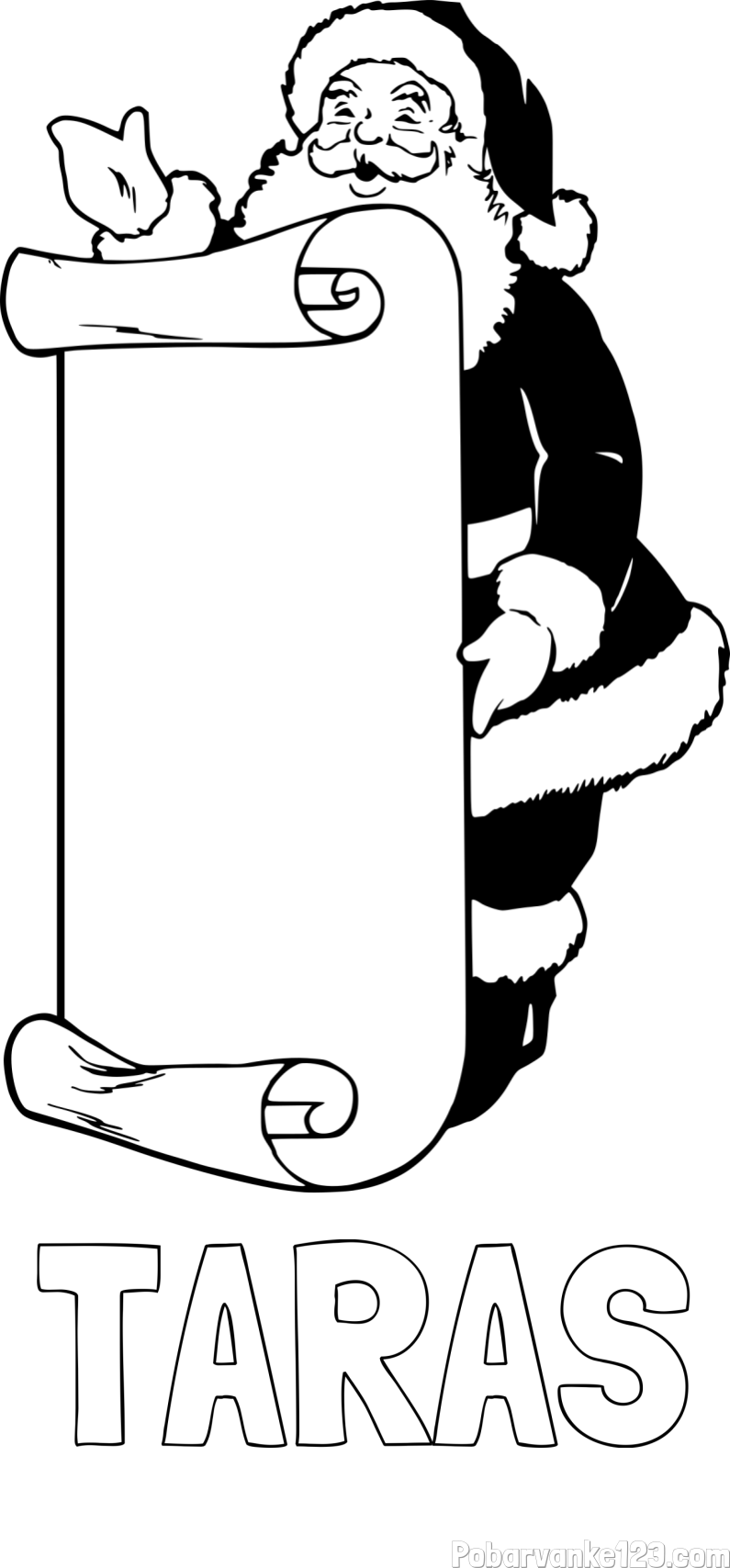 Pobarvanka imena TARAS in pobarvanka Božička s seznamom želja