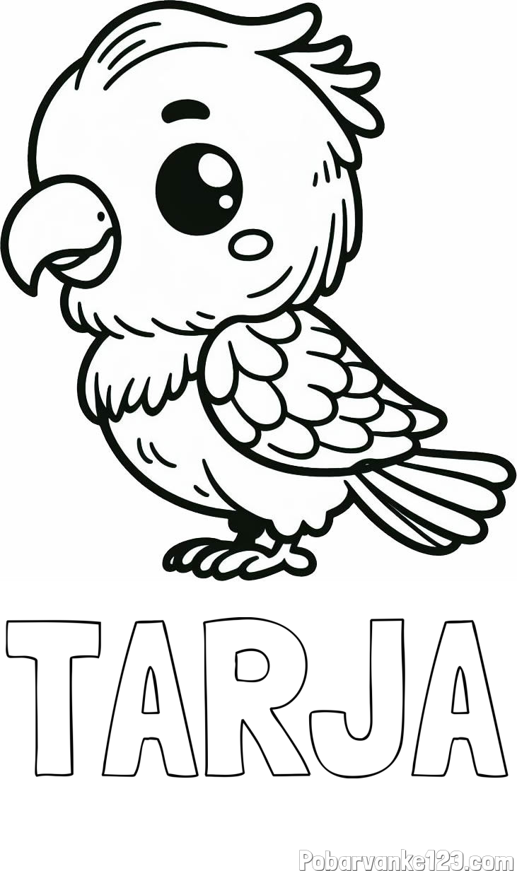 Pobarvanka imena TARJA in pobarvanka ljubkega papagaja