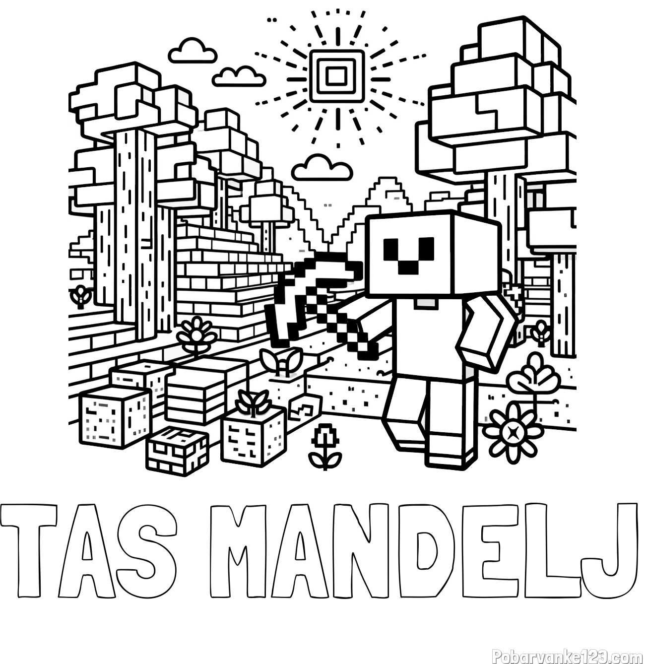 Pobarvanka imena TAŠ MANDELJ in pobarvanka Minecraft sveta