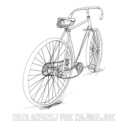 Online izdelana pobarvanka - Pobarvanka imena TATA ANDREJ VSE NAJBOLJŠE in pobarvanka starega dirkalnega kolesa