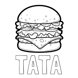 Pobarvanka imena TATA in pobarvanka hamburger