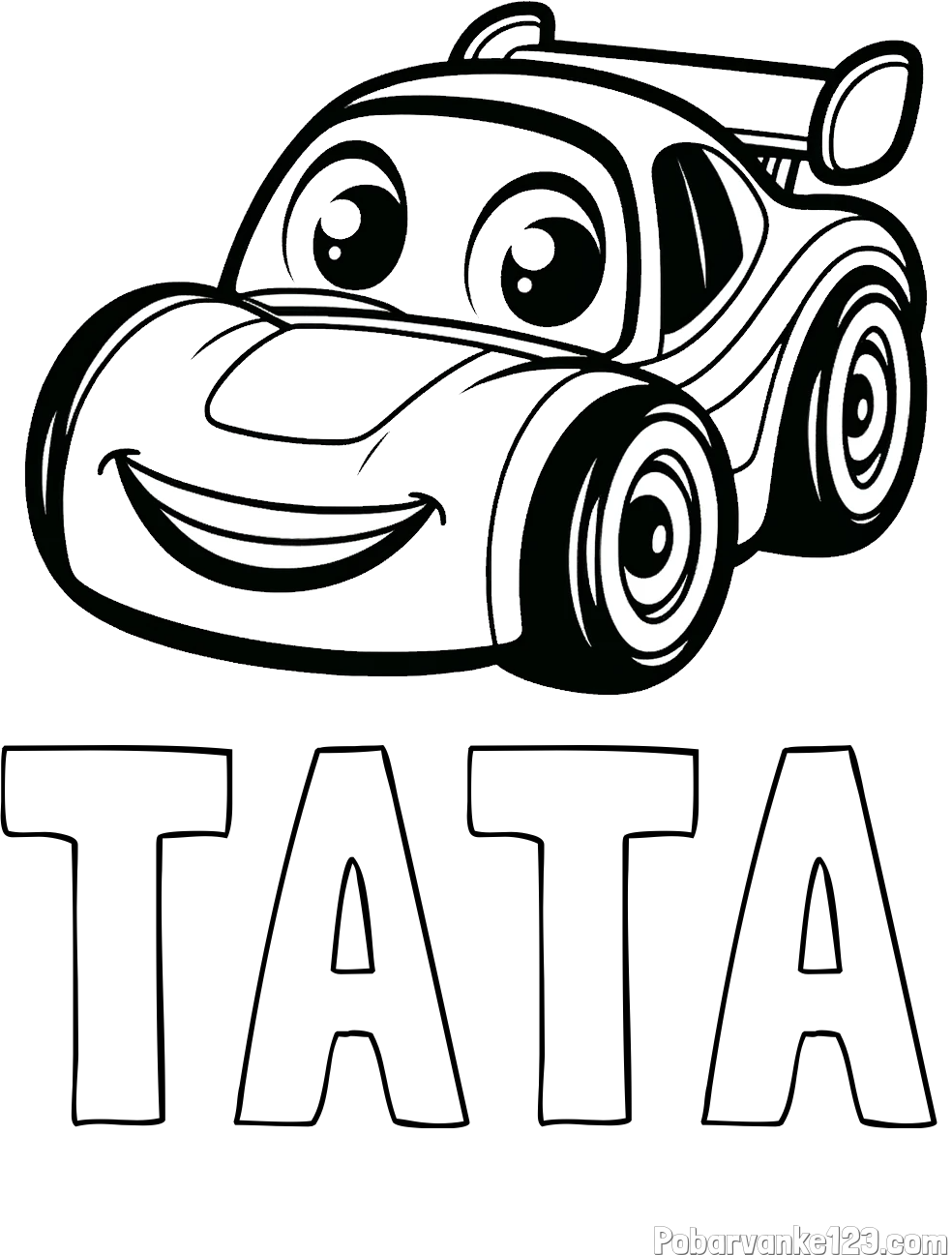 Pobarvanka imena TATA in pobarvanka otroškega avtomobila