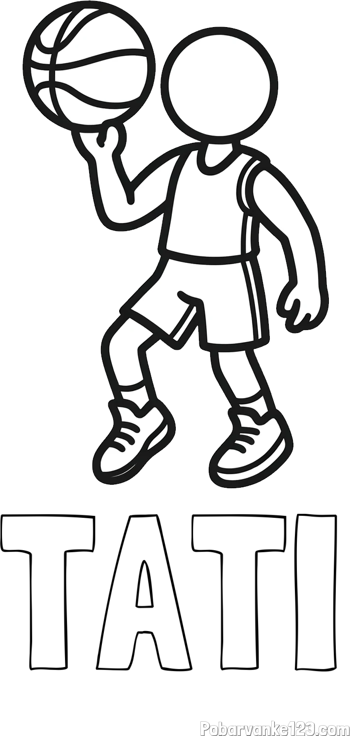 Pobarvanka imena TATI in otroška pobarvanka košarkarja