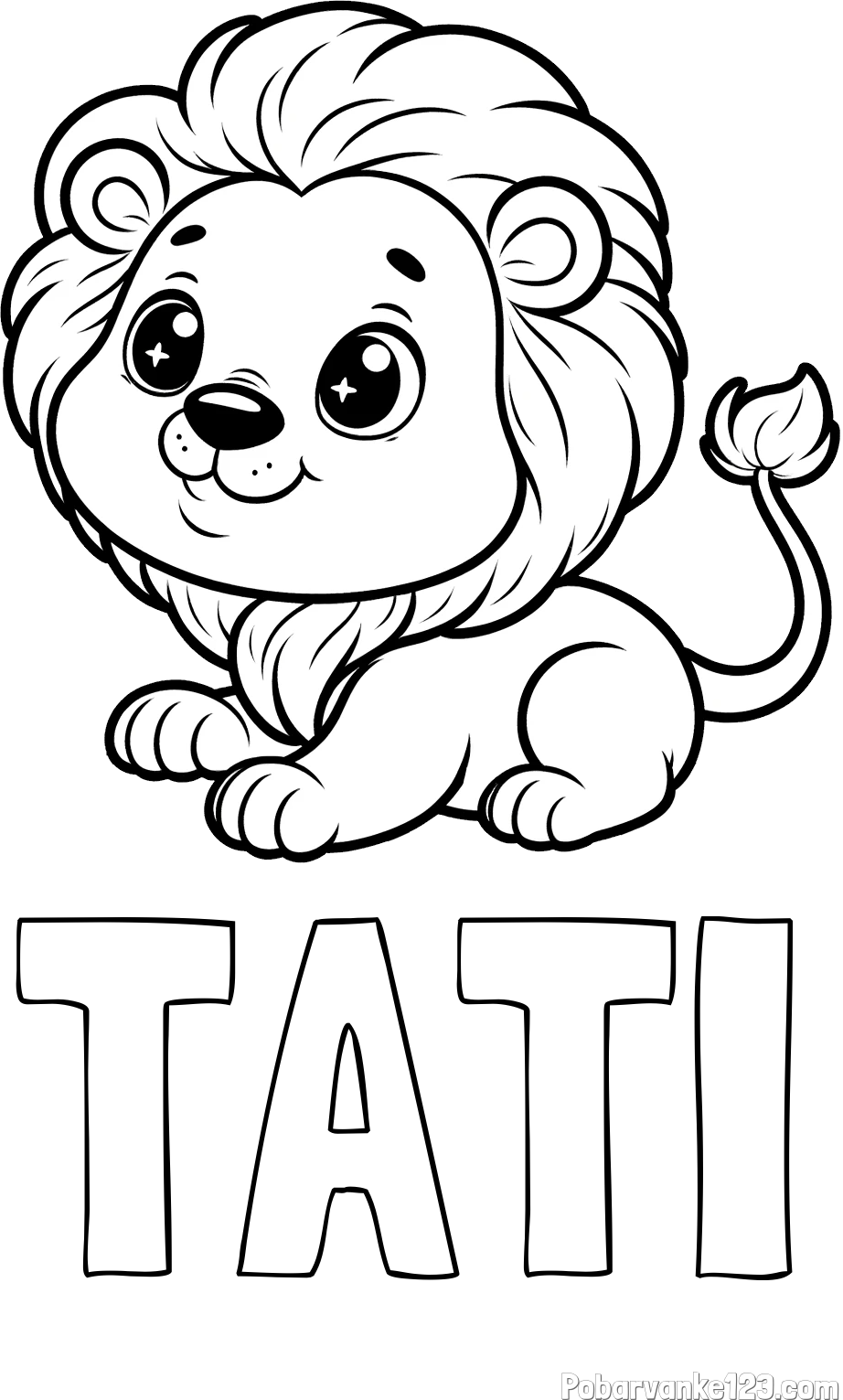 Pobarvanka imena TATI in pobarvanka igrivega levčka