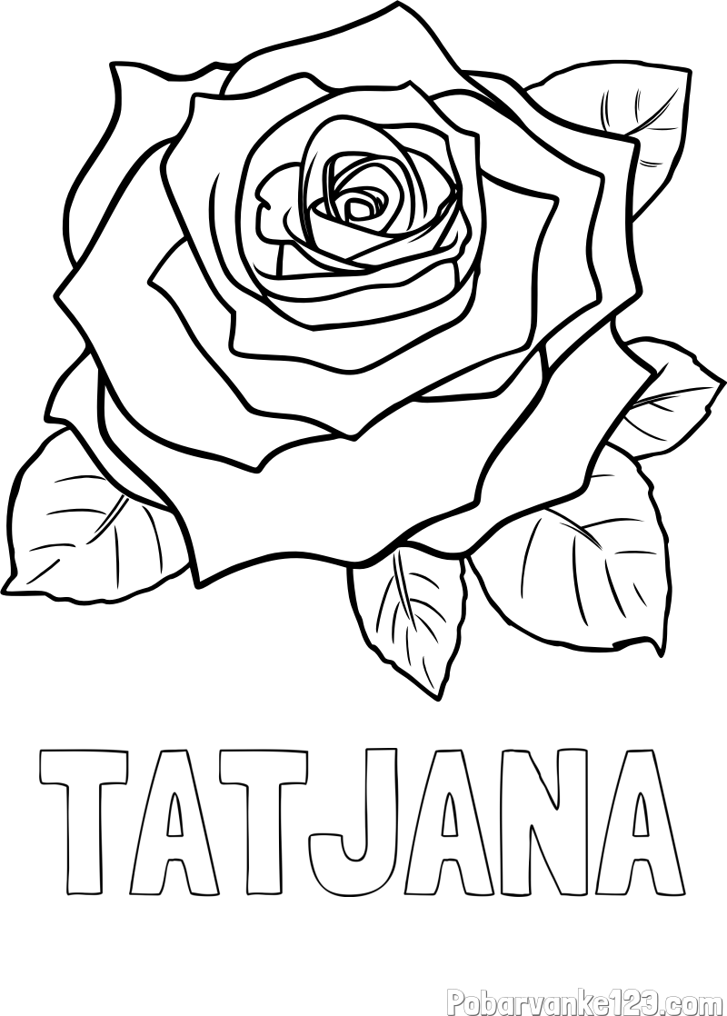 Pobarvanka imena TATJANA in pobarvanka vrtnice