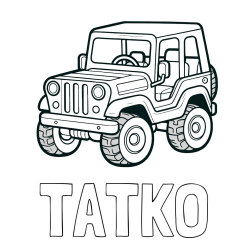 Online izdelana pobarvanka - Pobarvanka imena TATKO in preprosta pobarvanka jeep-a