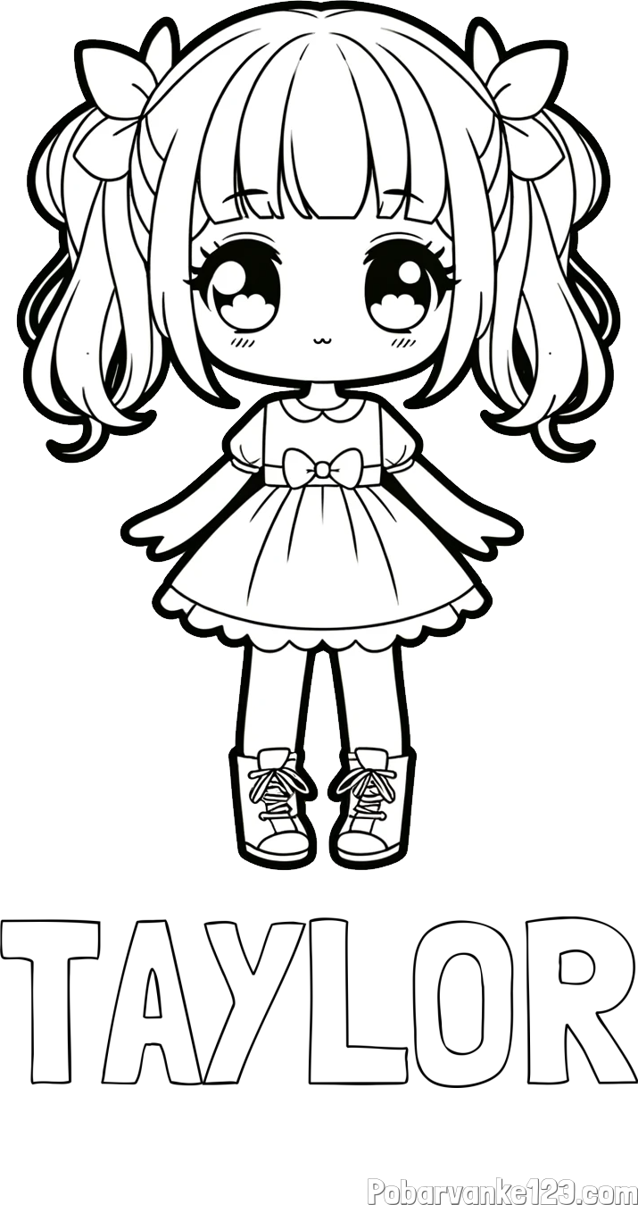 Pobarvanka imena TAYLOR in pobarvanka anime punčke