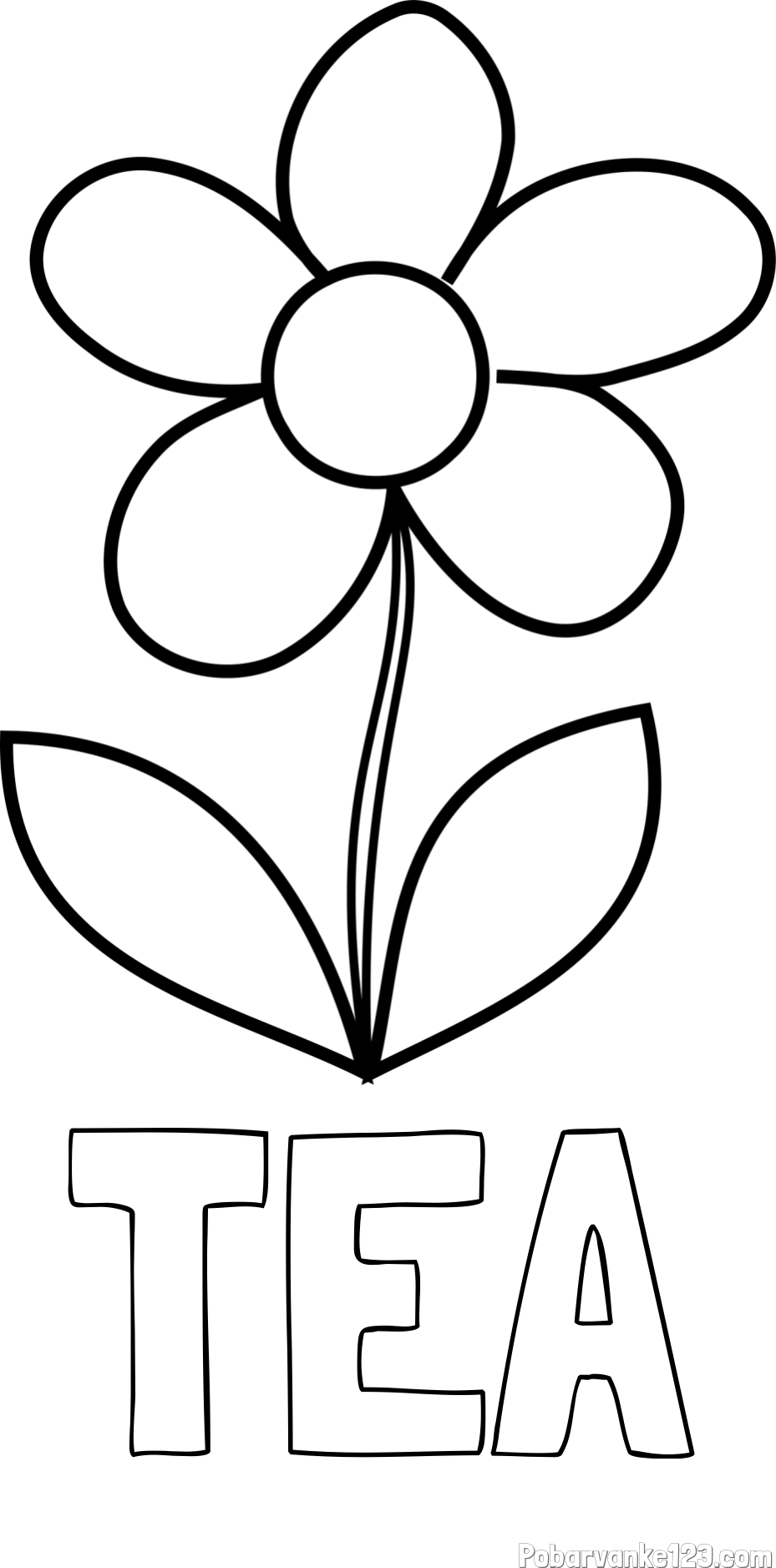 Pobarvanka imena TEA in otroška pobarvanka rože