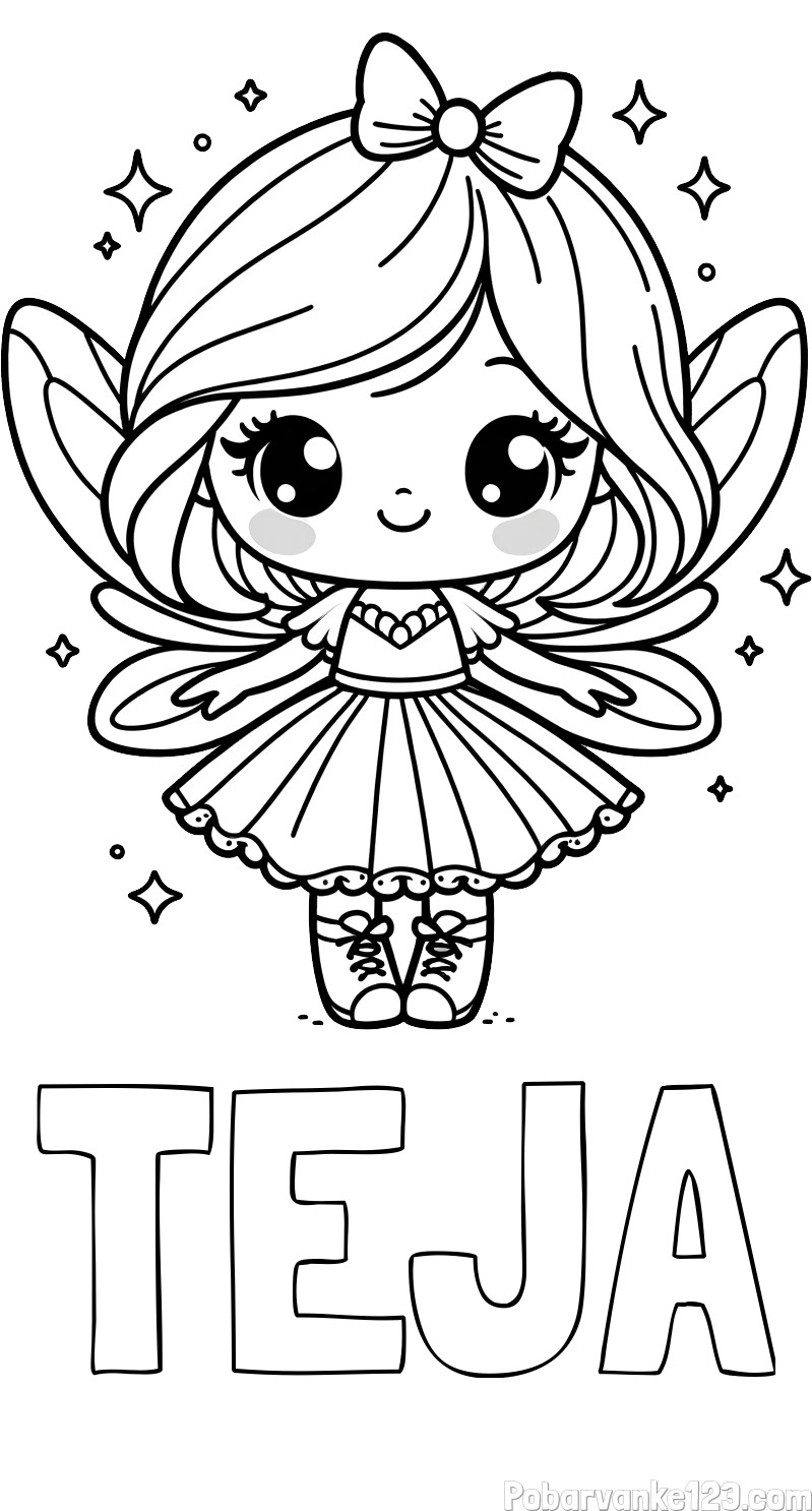 Pobarvanka imena TEJA in čarobne vile