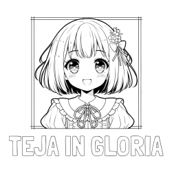 Online izdelana pobarvanka - Pobarvanka imena TEJA IN GLORIA in pobarvanka ljubke punčke v anime slogu