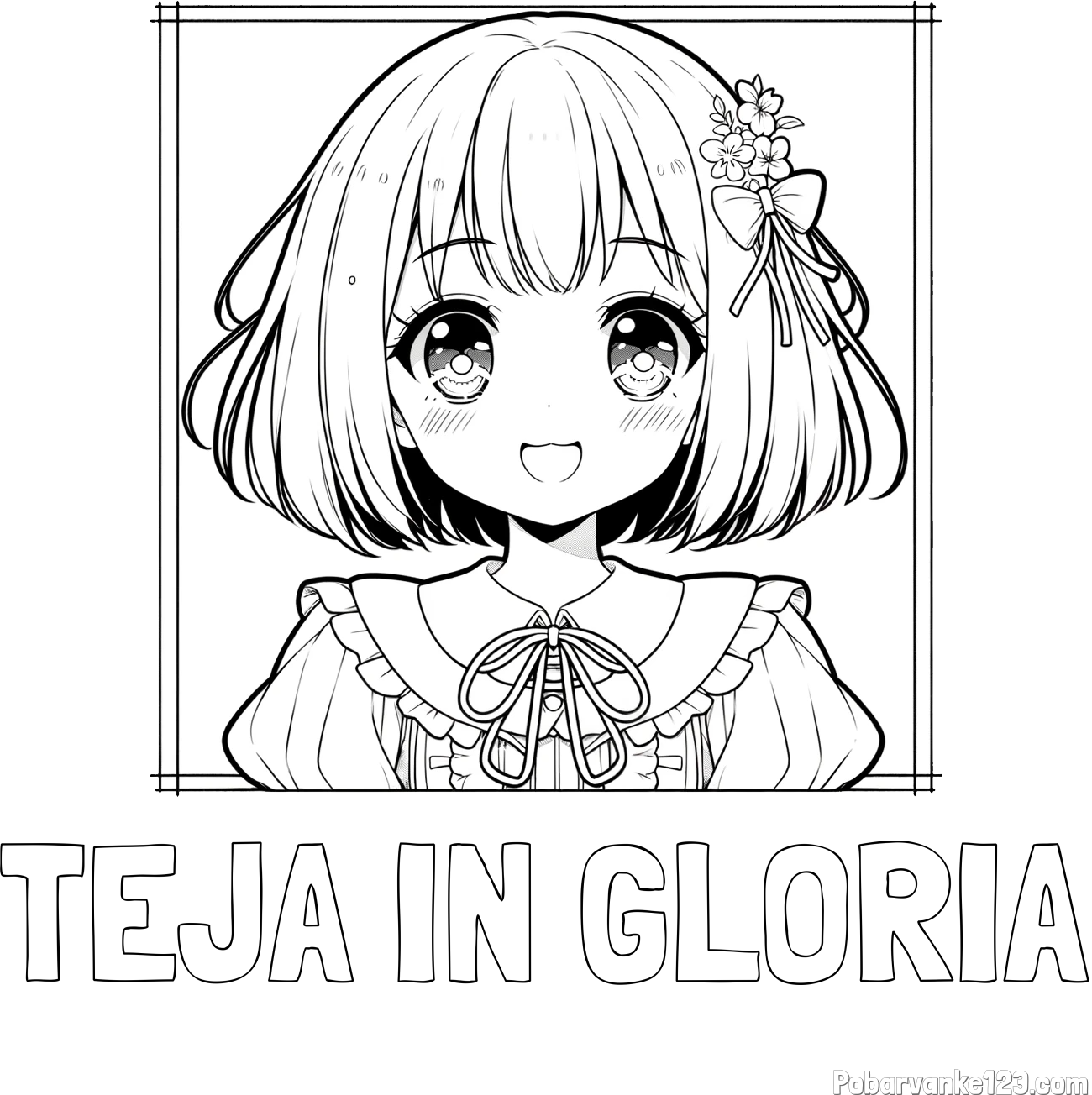 Pobarvanka imena TEJA IN GLORIA in pobarvanka ljubke punčke v anime slogu