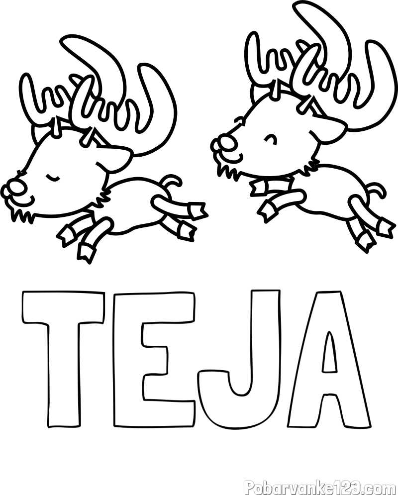 Pobarvanka imena TEJA in jelenčka