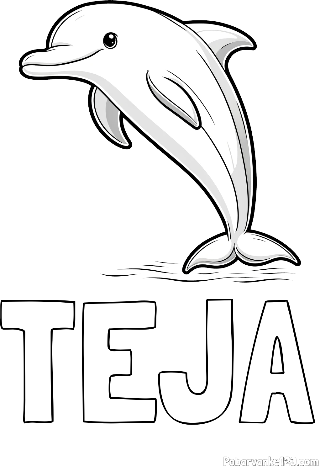 Pobarvanka imena TEJA in pobarvanka delfina