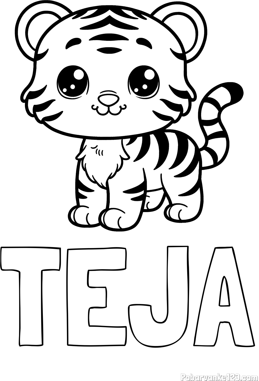 Pobarvanka imena TEJA in pobarvanka ljubkega tigrčka