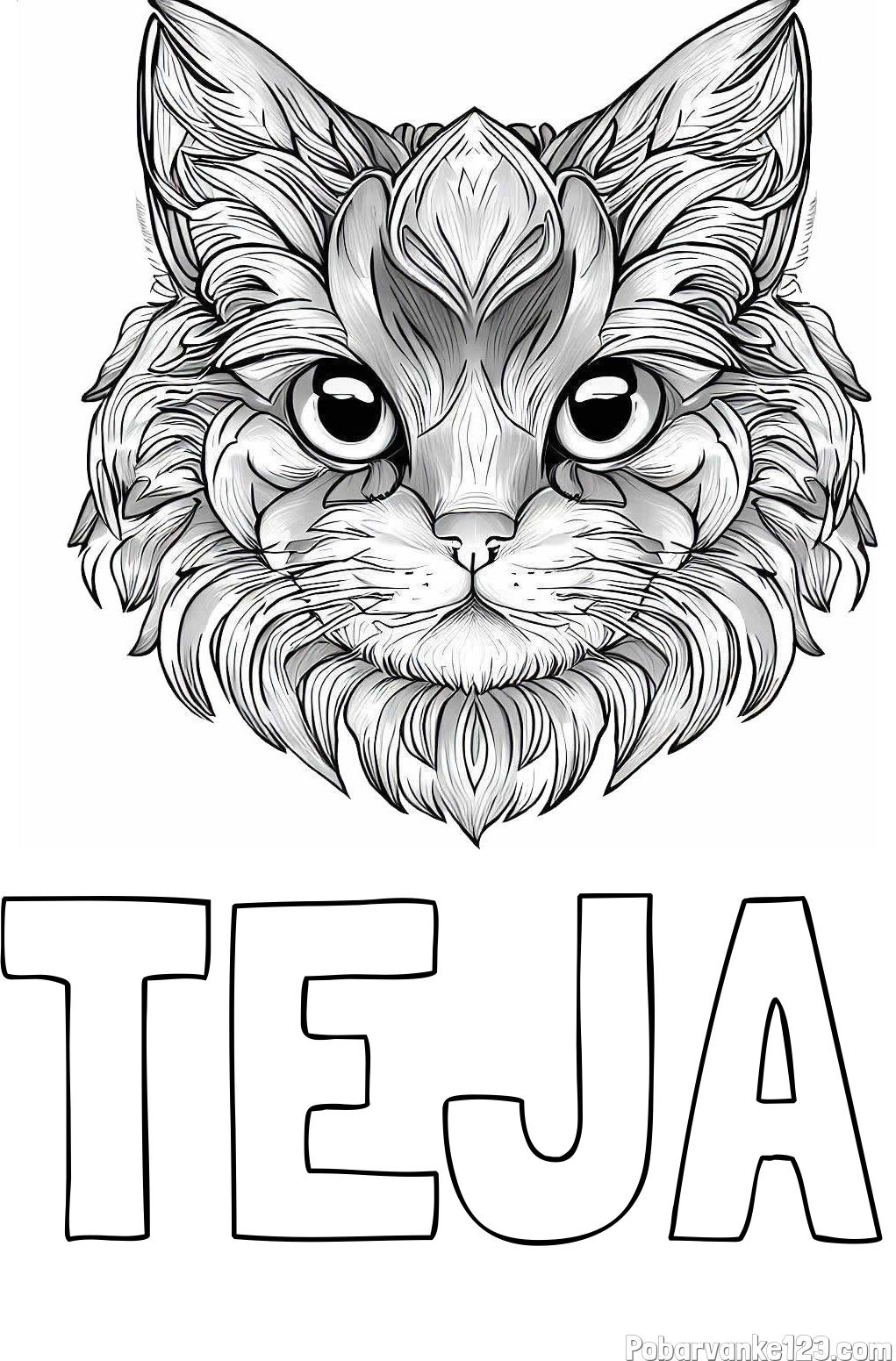 Pobarvanka imena TEJA in pobarvanka mačke