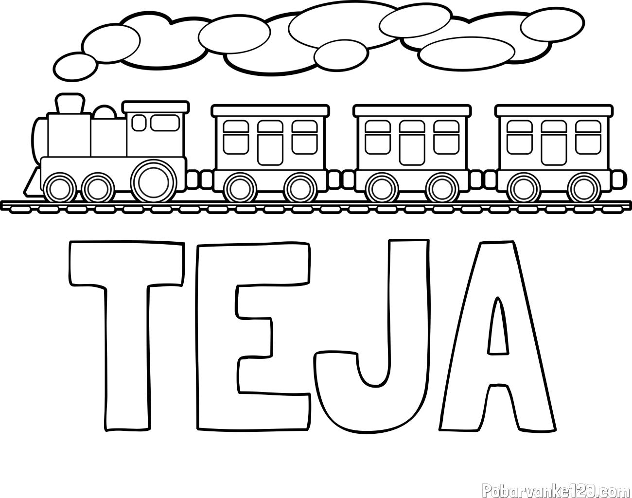 Pobarvanka imena TEJA in pobarvanka vlaka