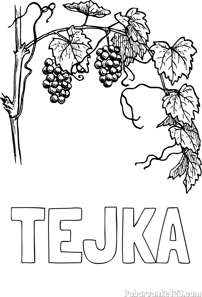 Pobarvanka imena TEJKA in pobarvanka vinske trte