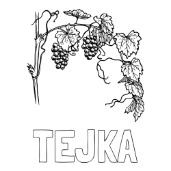 Online izdelana pobarvanka - Pobarvanka imena TEJKA in pobarvanka vinske trte