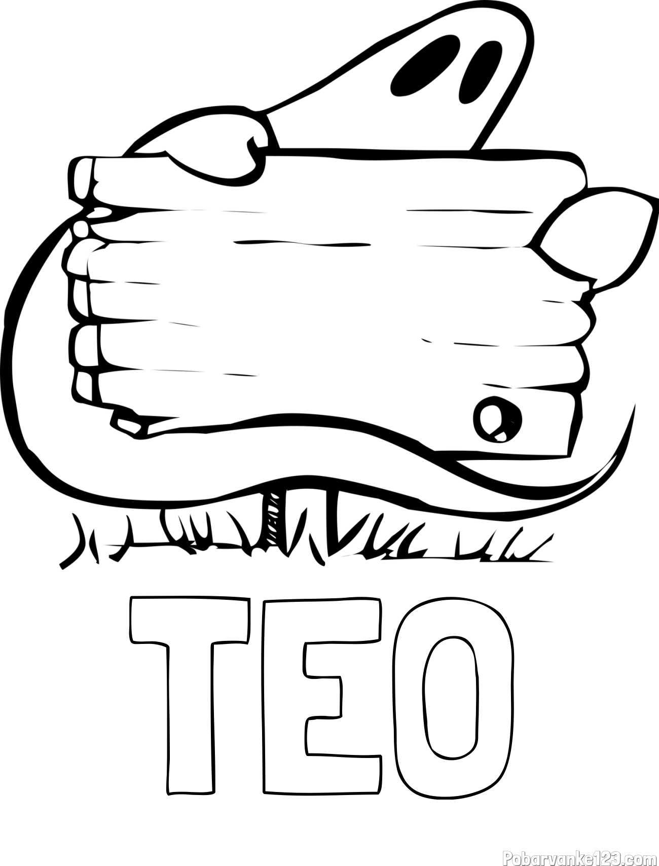 Pobarvanka imena TEO in pobarvanka duhca in table