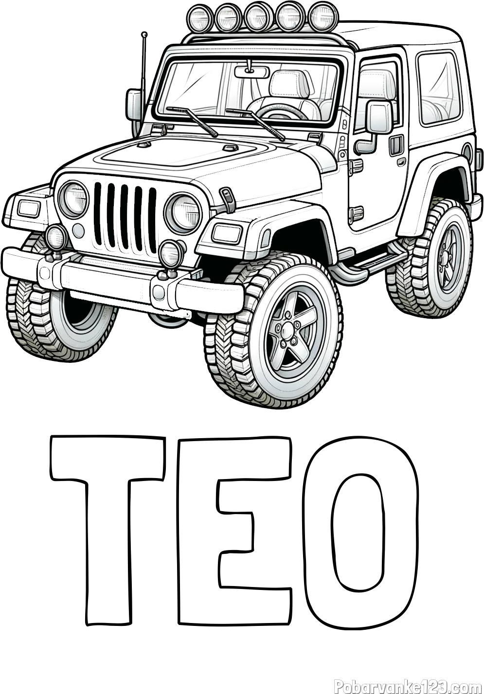 Pobarvanka imena TEO in pobarvanka džipa