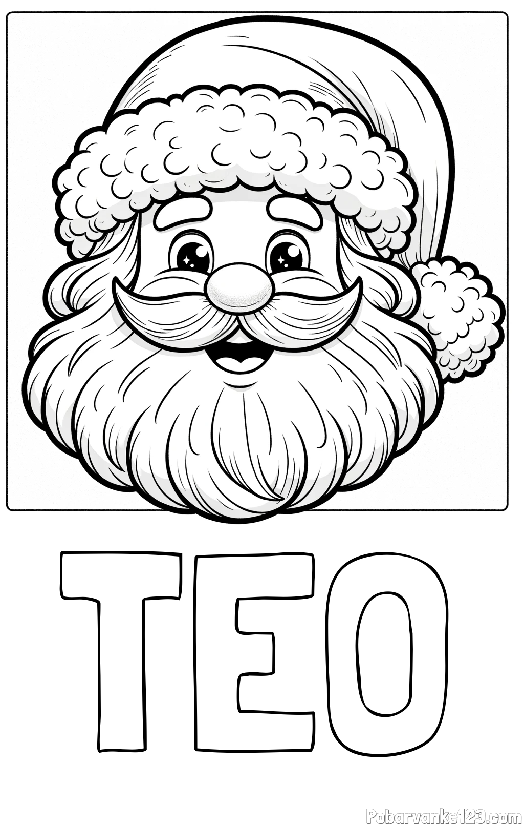 Pobarvanka imena TEO in pobarvanka nasmejanega Božička