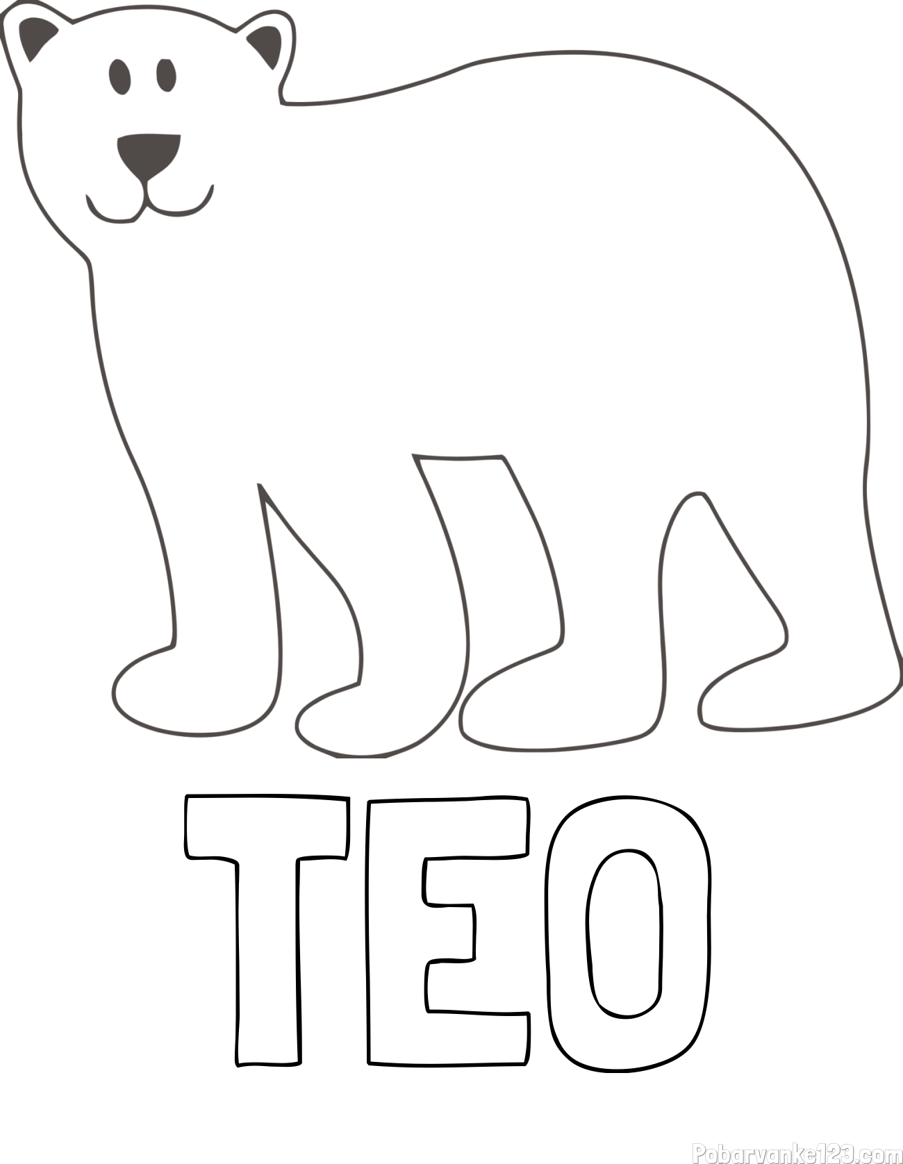 Pobarvanka imena TEO in pobarvanka polarnega medveda