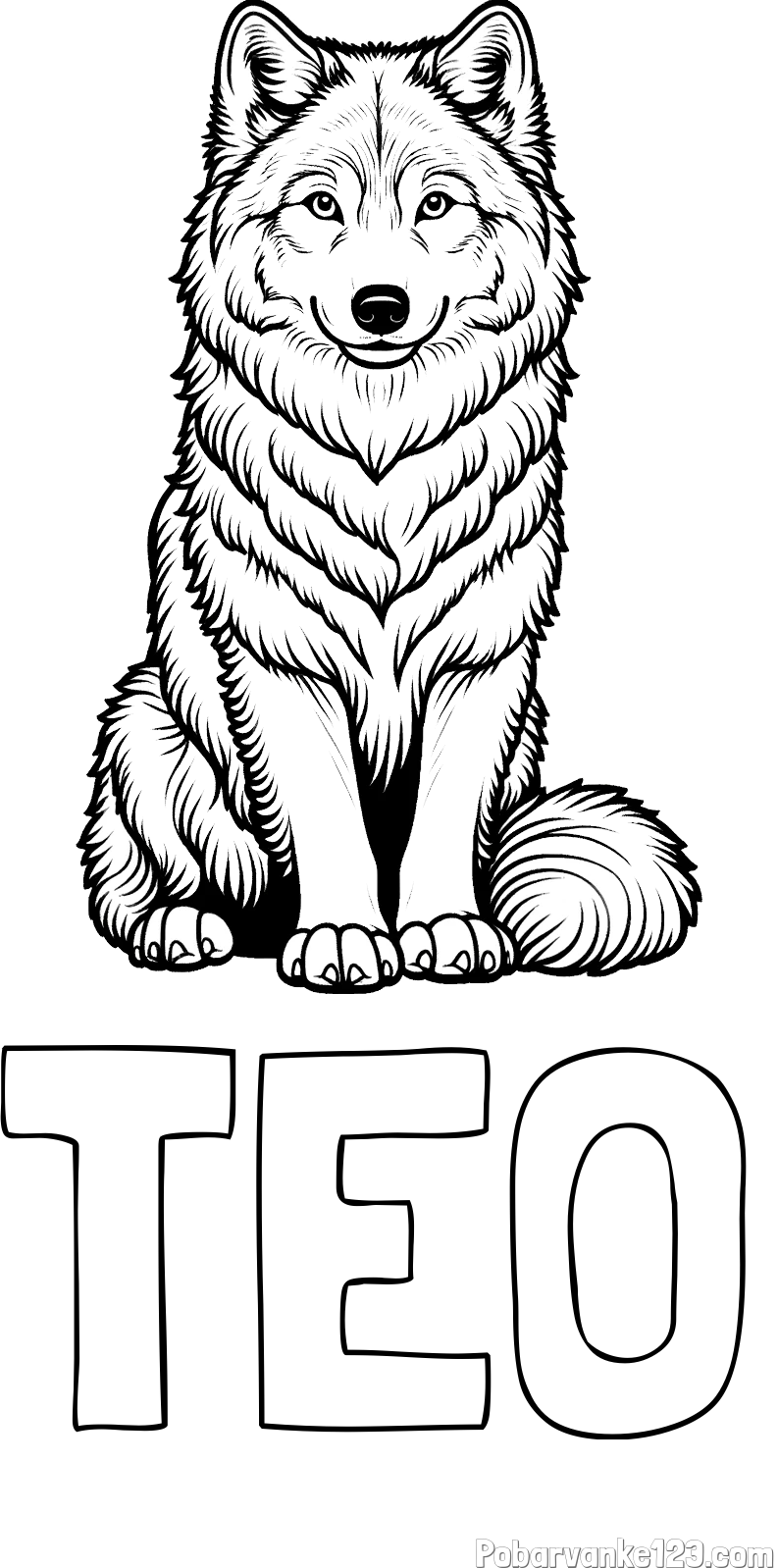 Pobarvanka imena TEO in pobarvanka prijaznega volka