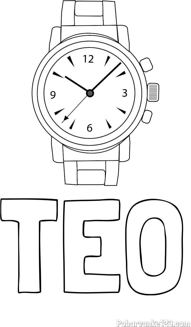 Pobarvanka imena TEO in pobarvanka ročne ure