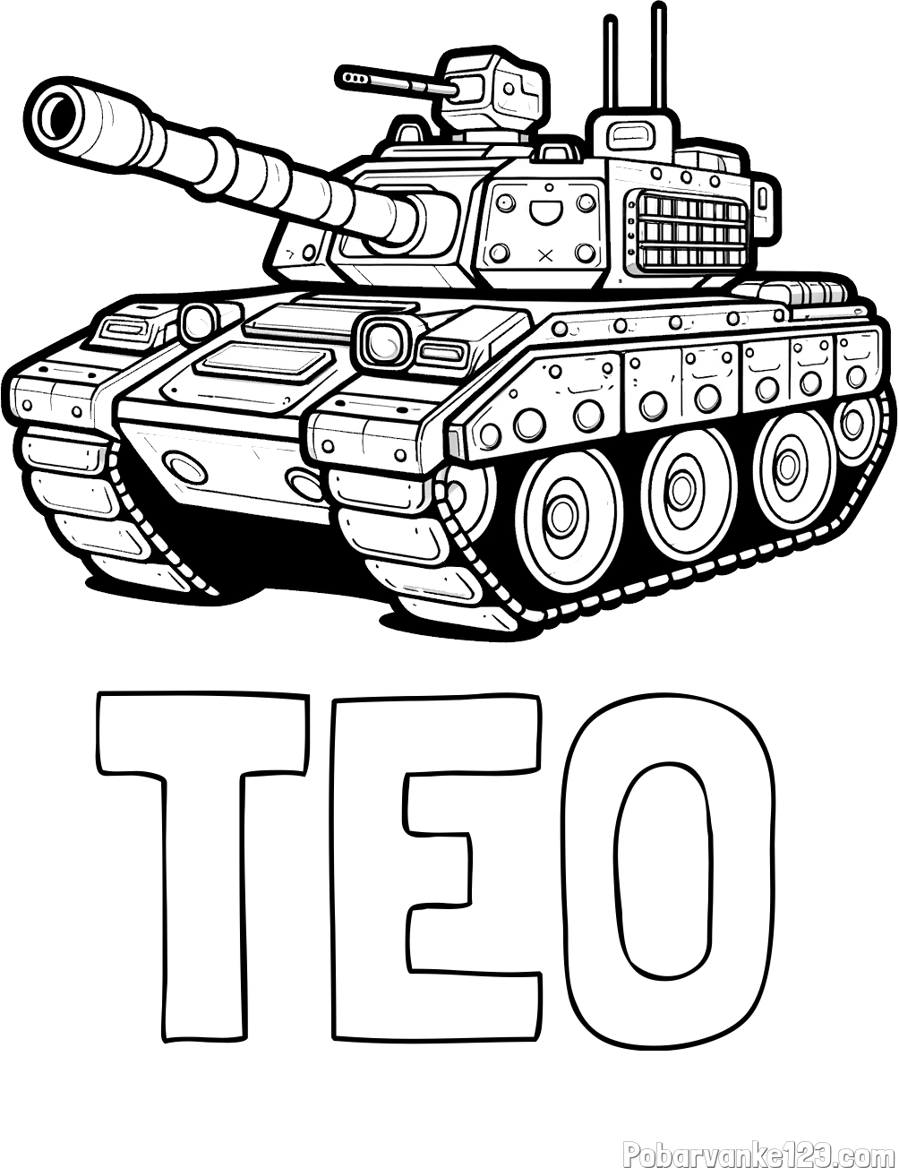 Pobarvanka imena TEO in pobarvanka tanka