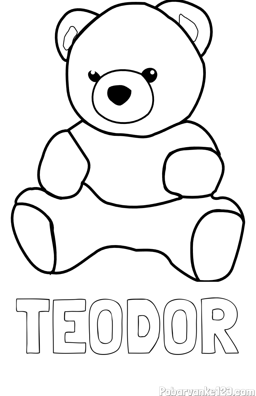 Pobarvanka imena TEODOR in pobarvanka medvedka