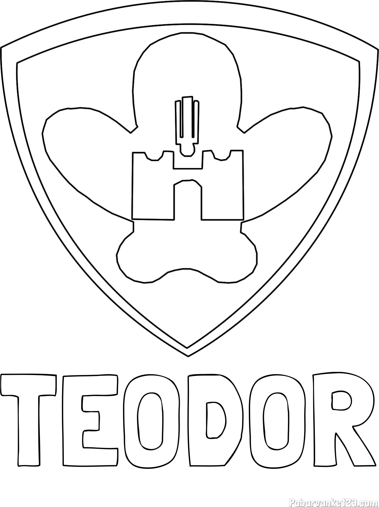 Pobarvanka imena TEODOR in pobarvanka NK Maribor (grb)