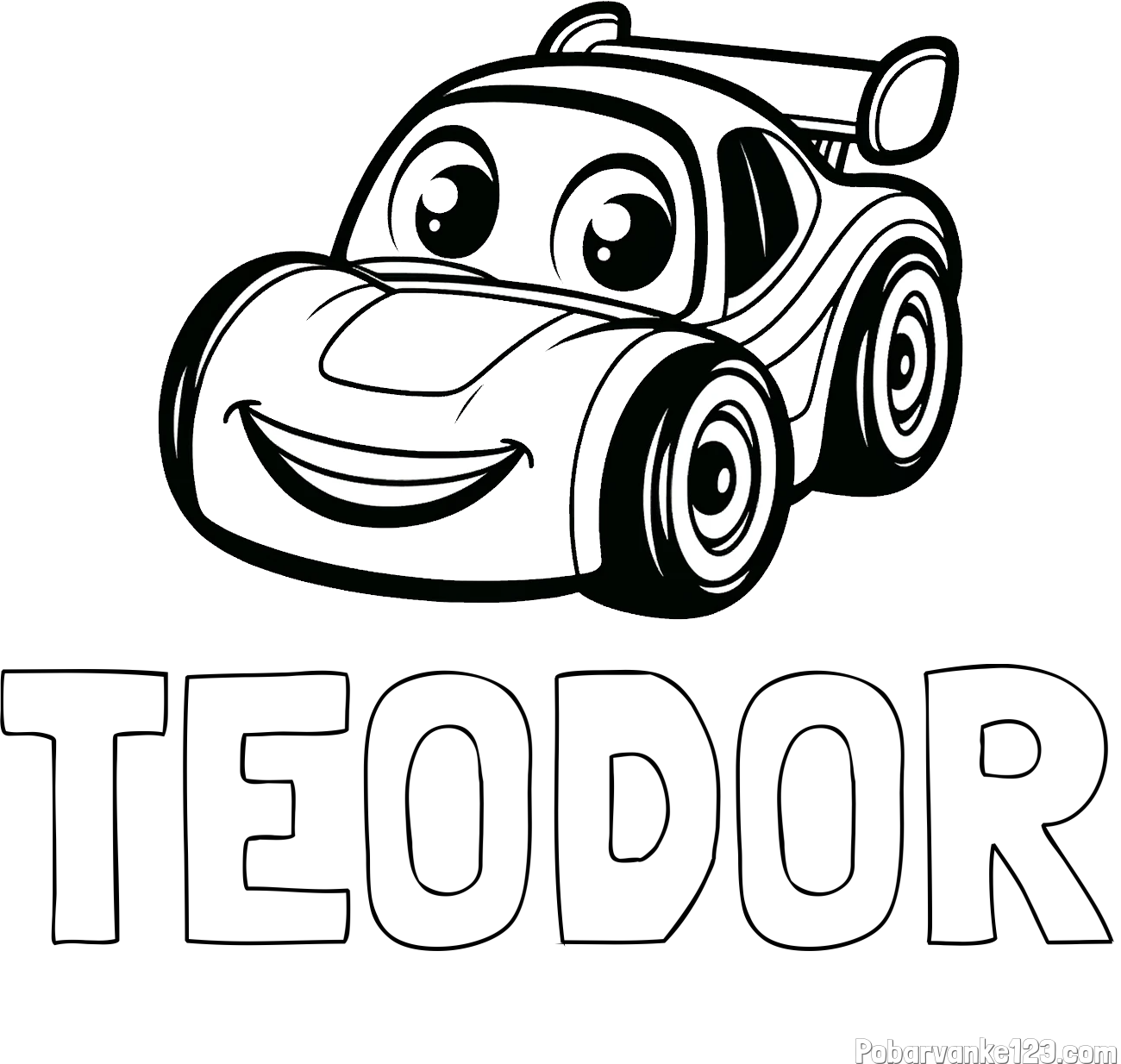 Pobarvanka imena TEODOR in pobarvanka otroškega avtomobila