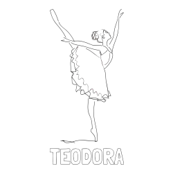 Pobarvanka imena TEODORA in pobarvanka ljubke baletke
