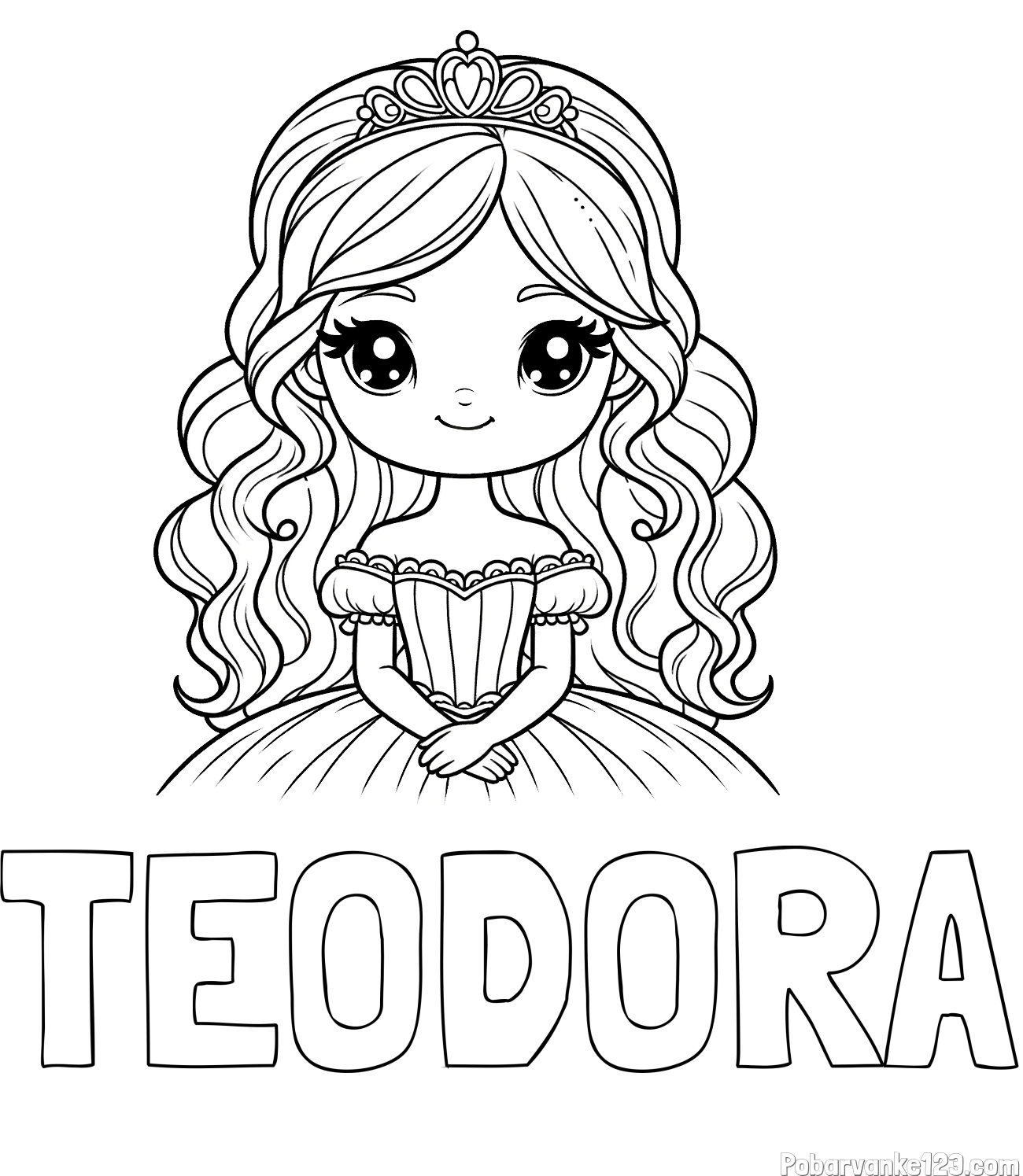 Pobarvanka imena TEODORA in pobarvanka ljubke princese