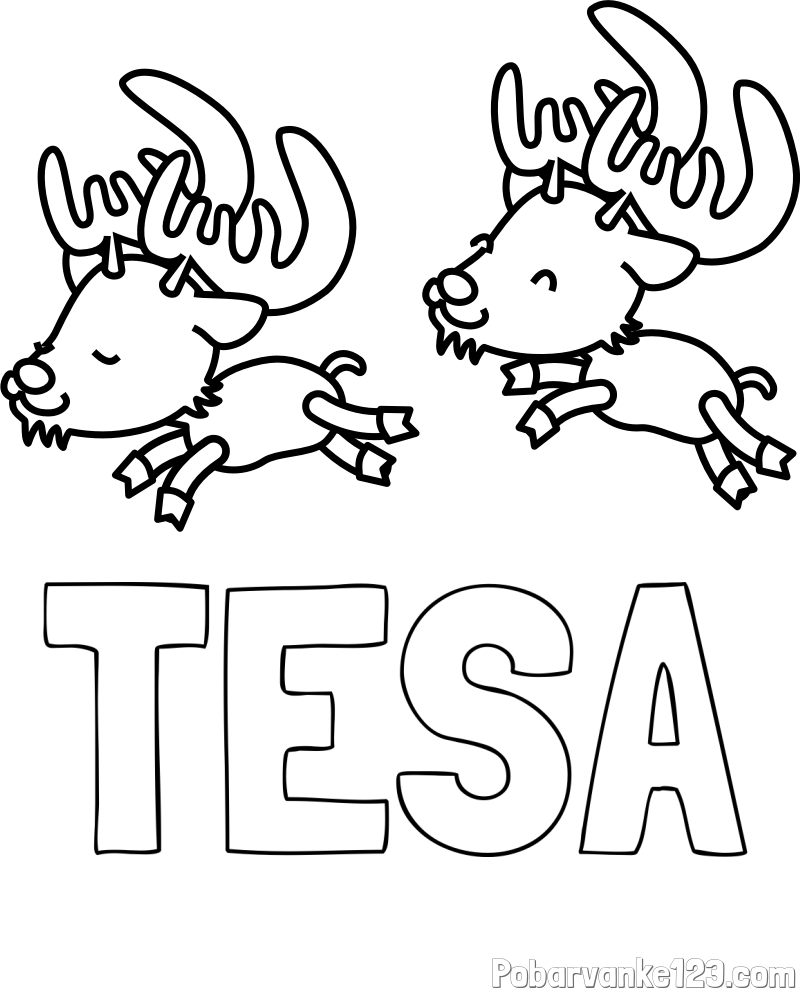 Pobarvanka imena TESA in jelenčka