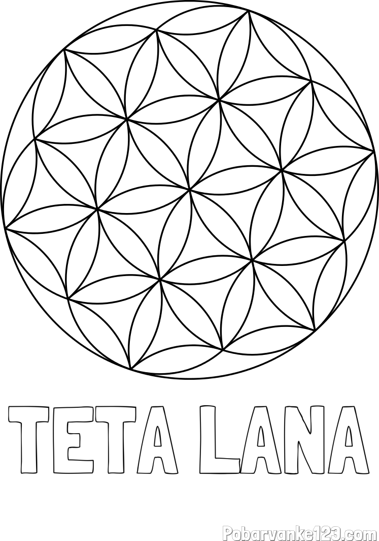 Pobarvanka imena TETA LANA in mandale 2