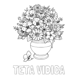 Online izdelana pobarvanka - Pobarvanka imena TETA VIDICA in pobarvanka cvetja v vazi
