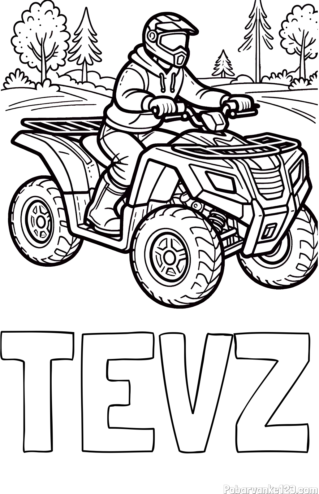 Pobarvanka imena TEVŽ in pobarvanka motorista na štirikolesniku