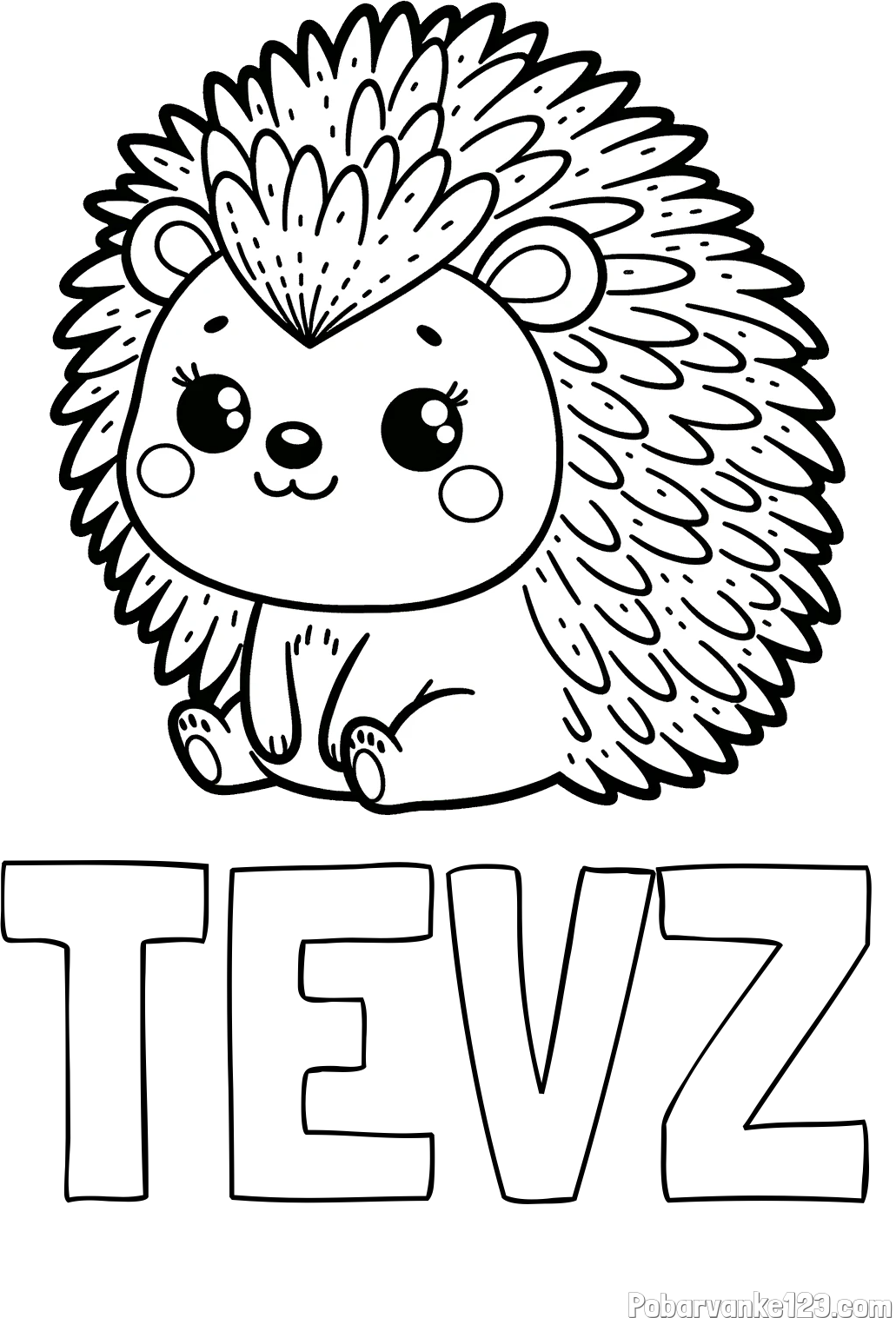 Pobarvanka imena TEVŽ in pobarvanka nasmejanega ježka