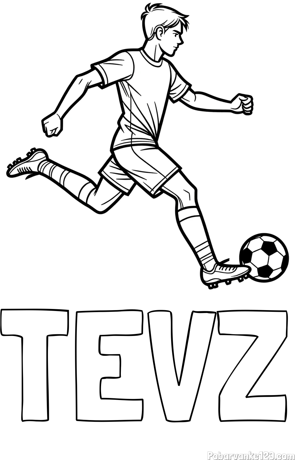 Pobarvanka imena TEVZ in pobarvanka nogometaša v napadu