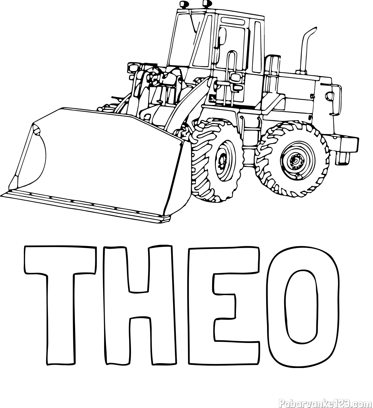 Pobarvanka imena THEO in pobarvanka velikega bagra