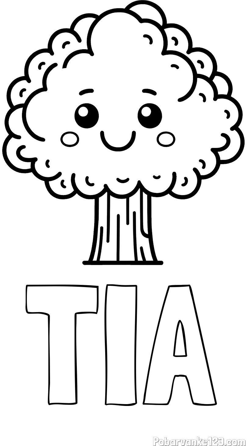 Pobarvanka imena TIA in otroška pobarvanka drevesa