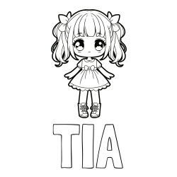 Pobarvanka imena TIA in pobarvanka anime punčke