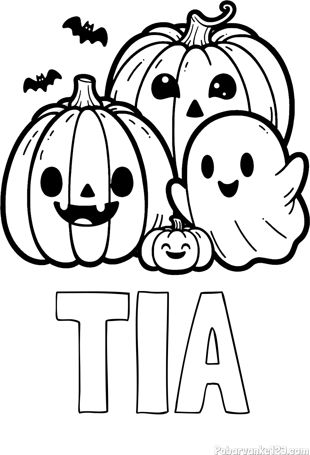 Pobarvanka imena TIA in pobarvanka duhca in buč za noč čarovnic