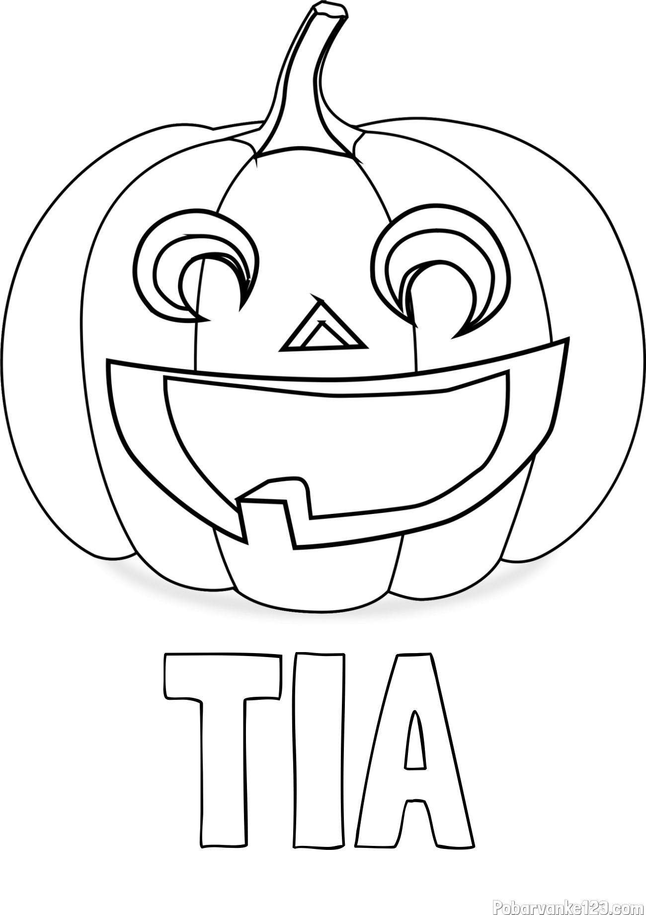 Pobarvanka imena TIA in pobarvanka nasmejane buče za noč čarovnic